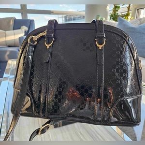 Gucci Black Patent Microguccissima Nice Dome Bag